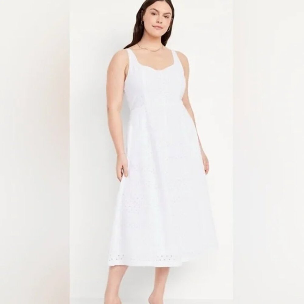 Old Navy White Eyelet Midi Dress
